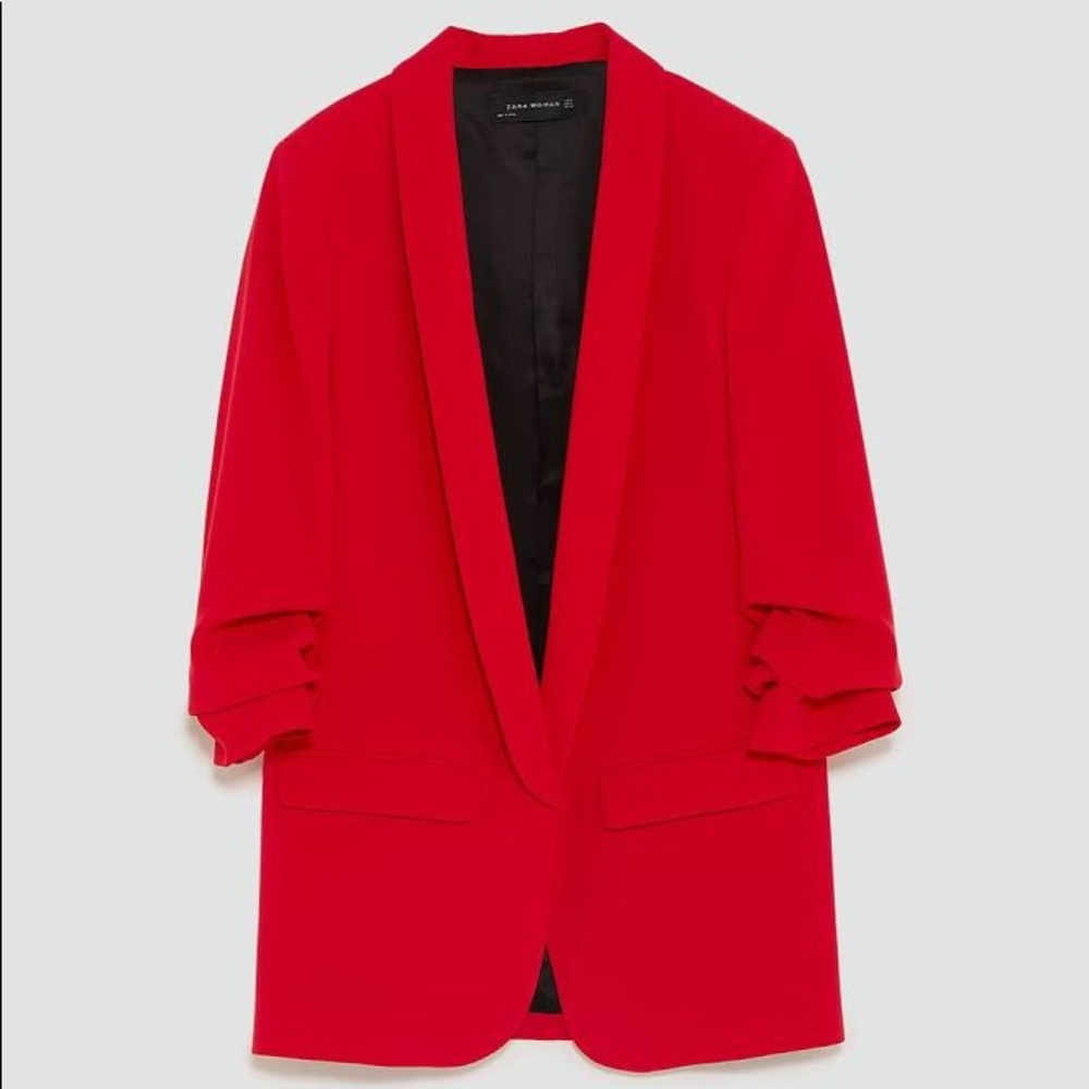 Red Crepe Zara Blazer - Size Small